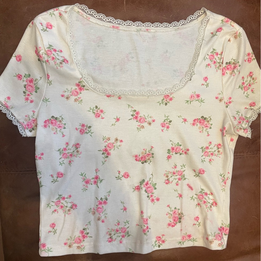 Floral Lace-Trimmed Women's Top